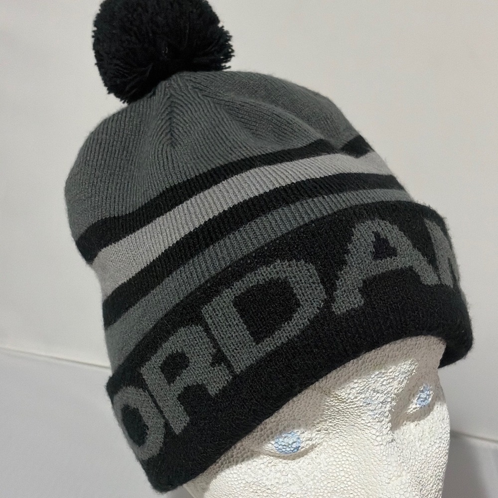 Jordan Youth Beanie Grey Black Striped Pom Pom Knit Hat 1543-023 Jumpman Logo
